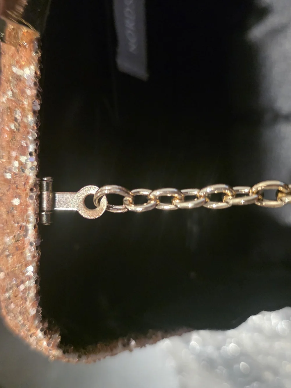 Nordstrom Glitter Ombre Rose GOLD Sparkle Clutch With Gold Strap